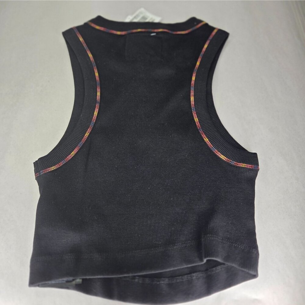 NWT Guess Women's Ribbed Crop Top with Logo Black - Picture 2 of 6